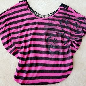 Pink and Black Striped Top